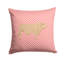 Load image into Gallery viewer, Charolais Cow Pink Check Throw Pillow - 14x14 Decorative Pillow – Art for Your Home &amp; Patio BB7826PW1414