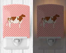 Load image into Gallery viewer, Ayrshire Cow Pink Check Ceramic Night Light BB7827CNL