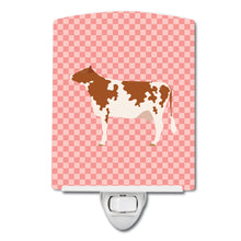 Load image into Gallery viewer, Ayrshire Cow Pink Check Ceramic Night Light BB7827CNL