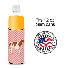Load image into Gallery viewer, Ayrshire Cow Pink Check   Hugger for slim cans