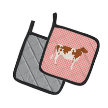 Load image into Gallery viewer, Ayrshire Cow Pink Check Pot Holders - Set of 2 - Heat-Resistant Kitchen Essentials BB7827PTHD