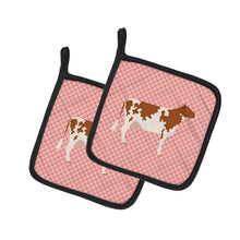 Load image into Gallery viewer, Ayrshire Cow Pink Check Pot Holders - Set of 2 - Heat-Resistant Kitchen Essentials BB7827PTHD