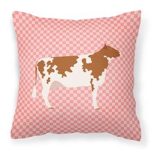 Load image into Gallery viewer, Ayrshire Cow Pink Check Fabric Decorative Pillow BB7827PW1818