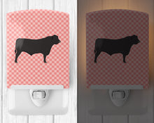 Load image into Gallery viewer, Black Angus Cow Pink Check Ceramic Night Light BB7828CNL