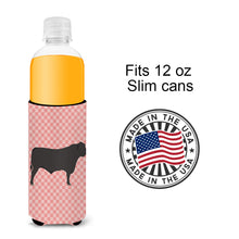 Load image into Gallery viewer, Black Angus Cow Pink Check   Hugger for slim cans