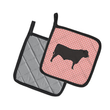Load image into Gallery viewer, Black Angus Cow Pink Check Pot Holders - Set of 2 - Heat-Resistant Kitchen Essentials BB7828PTHD