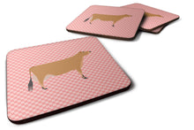 Load image into Gallery viewer, Jersey Cow Pink Check Foam Coaster  BB7829FC