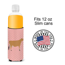 Load image into Gallery viewer, Jersey Cow Pink Check   Hugger for slim cans