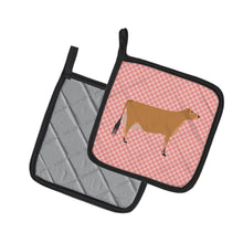 Load image into Gallery viewer, Jersey Cow Pink Check Pot Holders - Set of 2 - Heat-Resistant Kitchen Essentials BB7829PTHD