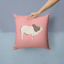 Load image into Gallery viewer, Malvi Cow Pink Check Throw Pillow - 14x14 Decorative Pillow – Art for Your Home &amp; Patio BB7830PW1414