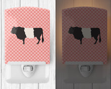 Load image into Gallery viewer, Belted Galloway Cow Pink Check Ceramic Night Light BB7831CNL