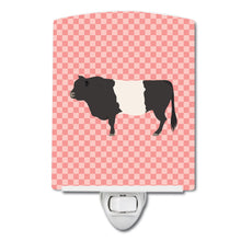 Load image into Gallery viewer, Belted Galloway Cow Pink Check Ceramic Night Light BB7831CNL