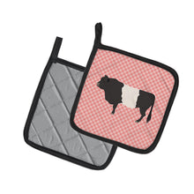 Load image into Gallery viewer, Belted Galloway Cow Pink Check Pot Holders - Set of 2 - Heat-Resistant Kitchen Essentials BB7831PTHD