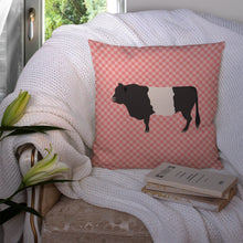 Load image into Gallery viewer, Belted Galloway Cow Pink Check Throw Pillow - 14x14 Decorative Pillow – Art for Your Home &amp; Patio BB7831PW1414
