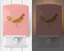Load image into Gallery viewer, Frisian Friesian Chicken Pink Check Ceramic Night Light BB7832CNL