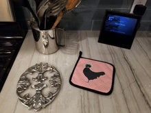 Load image into Gallery viewer, Polish Poland Chicken Pink Check Pot Holders - Set of 2 - Heat-Resistant Kitchen Essentials BB7834PTHD