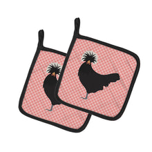 Load image into Gallery viewer, Polish Poland Chicken Pink Check Pot Holders - Set of 2 - Heat-Resistant Kitchen Essentials BB7834PTHD