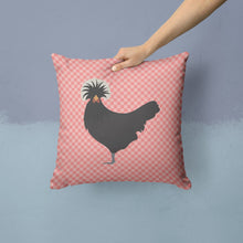 Load image into Gallery viewer, Polish Poland Chicken Pink Check Throw Pillow - 14x14 Decorative Pillow – Art for Your Home &amp; Patio BB7834PW1414