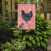 Load image into Gallery viewer, Jersey Giant Chicken Pink Check Garden Flag - Outdoor Decorative Yard Flag