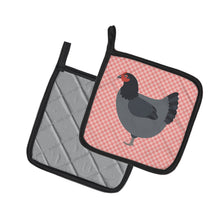 Load image into Gallery viewer, Jersey Giant Chicken Pink Check Pot Holders - Set of 2 - Heat-Resistant Kitchen Essentials BB7835PTHD