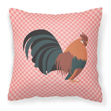 Load image into Gallery viewer, Dutch Bantam Chicken Pink Check Fabric Decorative Pillow BB7836PW1818