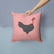 Load image into Gallery viewer, Naked Neck Chicken Pink Check Throw Pillow - 14x14 Decorative Pillow – Art for Your Home &amp; Patio BB7839PW1414