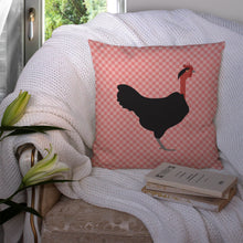 Load image into Gallery viewer, Naked Neck Chicken Pink Check Throw Pillow - 14x14 Decorative Pillow – Art for Your Home &amp; Patio BB7839PW1414
