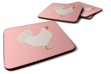 Load image into Gallery viewer, Leghorn Chicken Pink Check Foam Coaster  BB7840FC