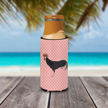 Load image into Gallery viewer, Minorca Ctalalan Chicken Pink Check   Hugger for slim cans