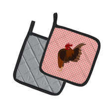Load image into Gallery viewer, Malaysian Serama Chicken Pink Check Pot Holders - Set of 2 - Heat-Resistant Kitchen Essentials BB7842PTHD