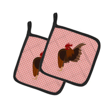 Load image into Gallery viewer, Malaysian Serama Chicken Pink Check Pot Holders - Set of 2 - Heat-Resistant Kitchen Essentials BB7842PTHD