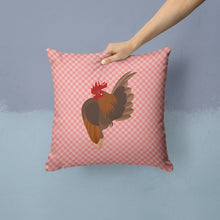 Load image into Gallery viewer, Malaysian Serama Chicken Pink Check Throw Pillow - 14x14 Decorative Pillow – Art for Your Home &amp; Patio BB7842PW1414