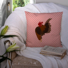 Load image into Gallery viewer, Malaysian Serama Chicken Pink Check Throw Pillow - 14x14 Decorative Pillow – Art for Your Home &amp; Patio BB7842PW1414