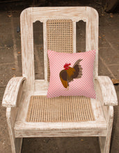 Load image into Gallery viewer, Malaysian Serama Chicken Pink Check Fabric Decorative Pillow BB7842PW1818