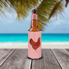 Load image into Gallery viewer, New Hampshire Red Chicken Pink Check   Hugger for slim cans