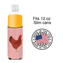 Load image into Gallery viewer, New Hampshire Red Chicken Pink Check   Hugger for slim cans