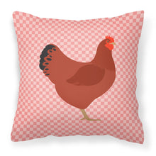 Load image into Gallery viewer, New Hampshire Red Chicken Pink Check Fabric Decorative Pillow BB7843PW1818