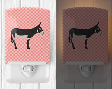 Load image into Gallery viewer, American Mammoth Jack Donkey Pink Check Ceramic Night Light BB7844CNL