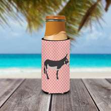 Load image into Gallery viewer, American Mammoth Jack Donkey Pink Check   Hugger for slim cans