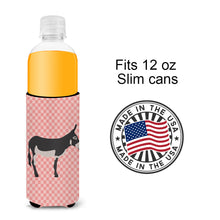 Load image into Gallery viewer, American Mammoth Jack Donkey Pink Check   Hugger for slim cans