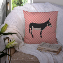 Load image into Gallery viewer, American Mammoth Jack Donkey Pink Check Throw Pillow - 14x14 Decorative Pillow – Art for Your Home &amp; Patio BB7844PW1414