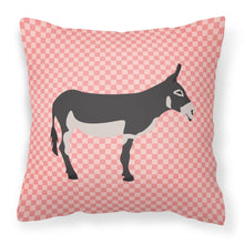 Load image into Gallery viewer, American Mammoth Jack Donkey Pink Check Fabric Decorative Pillow BB7844PW1818