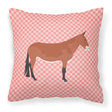 Load image into Gallery viewer, Mule Pink Check Fabric Decorative Pillow