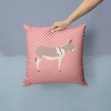 Load image into Gallery viewer, Australian Teamster Donkey Pink Check Throw Pillow - 14x14 Decorative Pillow – Art for Your Home &amp; Patio BB7846PW1414