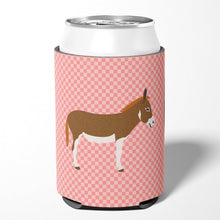Load image into Gallery viewer, Miniature Mediterranian Donkey Pink Check Can or Bottle Hugger BB7847CC