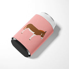 Load image into Gallery viewer, Miniature Mediterranian Donkey Pink Check Can or Bottle Hugger BB7847CC