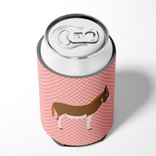 Load image into Gallery viewer, Miniature Mediterranian Donkey Pink Check Can or Bottle Hugger BB7847CC