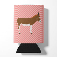 Load image into Gallery viewer, Miniature Mediterranian Donkey Pink Check Can or Bottle Hugger BB7847CC