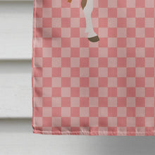Load image into Gallery viewer, Miniature Mediterranian Donkey Pink Check Flag Canvas House Size BB7847CHF