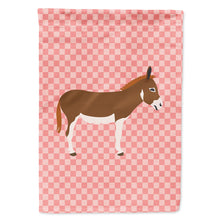 Load image into Gallery viewer, Miniature Mediterranian Donkey Pink Check Flag Canvas House Size BB7847CHF